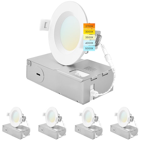 3 Inch Ultra Thin LED Recessed Downlights 5 CCT Selectable 2700K-5000K 6W 400LM Dimmable 4-Pack